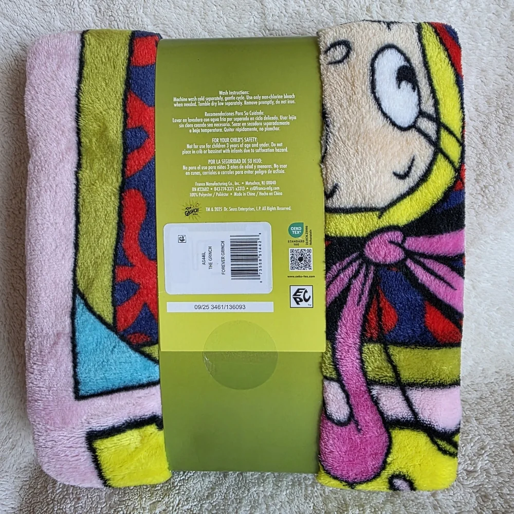 Dr. Suess The Grinch Grinchmas Holiday Christmas Silky Soft Throw Blanket 40x 50